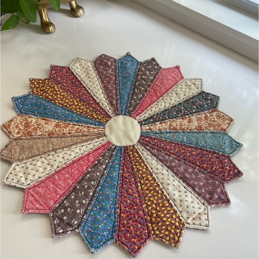 Vintage quilt top placemats quilted decor